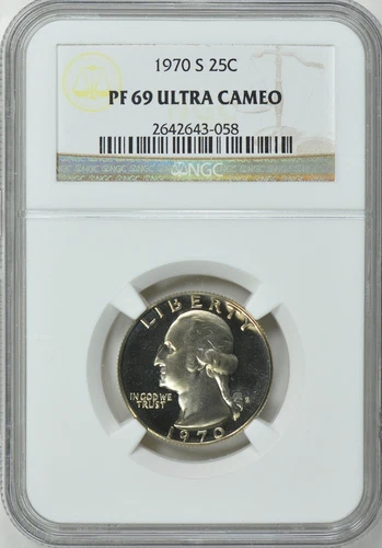 1970 S Washington Quarter 25C NGC Proof-69 UC ULTRA CAMEO PF69 Top Pop🥇