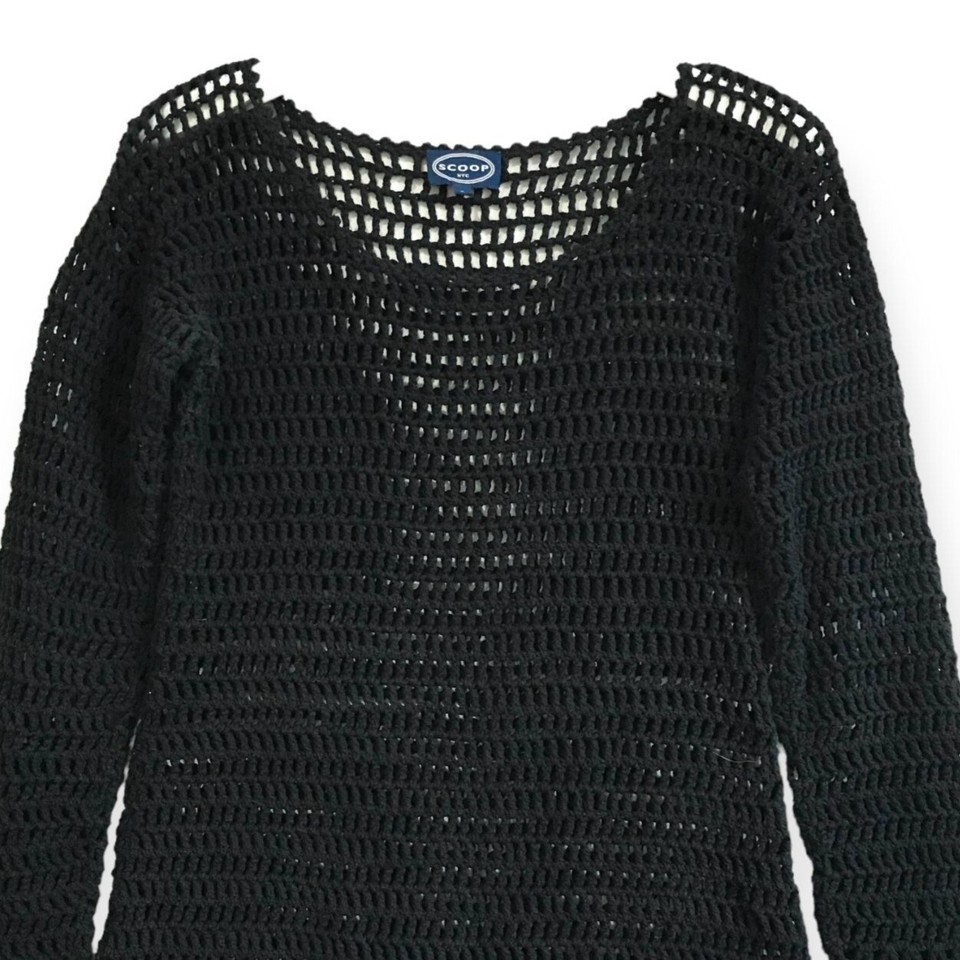 Scoop NYC Black Cotton Crochet Sweater, size S eBay