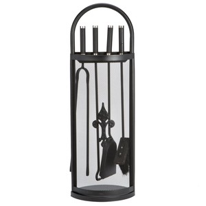 Black Fireside Companion Set Poker Brush Shovel Cast Iron Tidy
