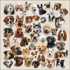 4x Single Paper Napkins for Decoupage and Party - Collection Of Dogs