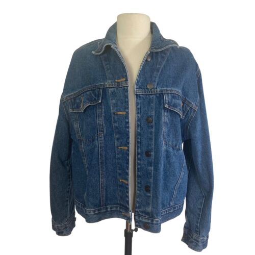 Vintage Bill Blass Denim Jacket Womens Large Button Closure Trucker Jacket - Picture 3 of 9