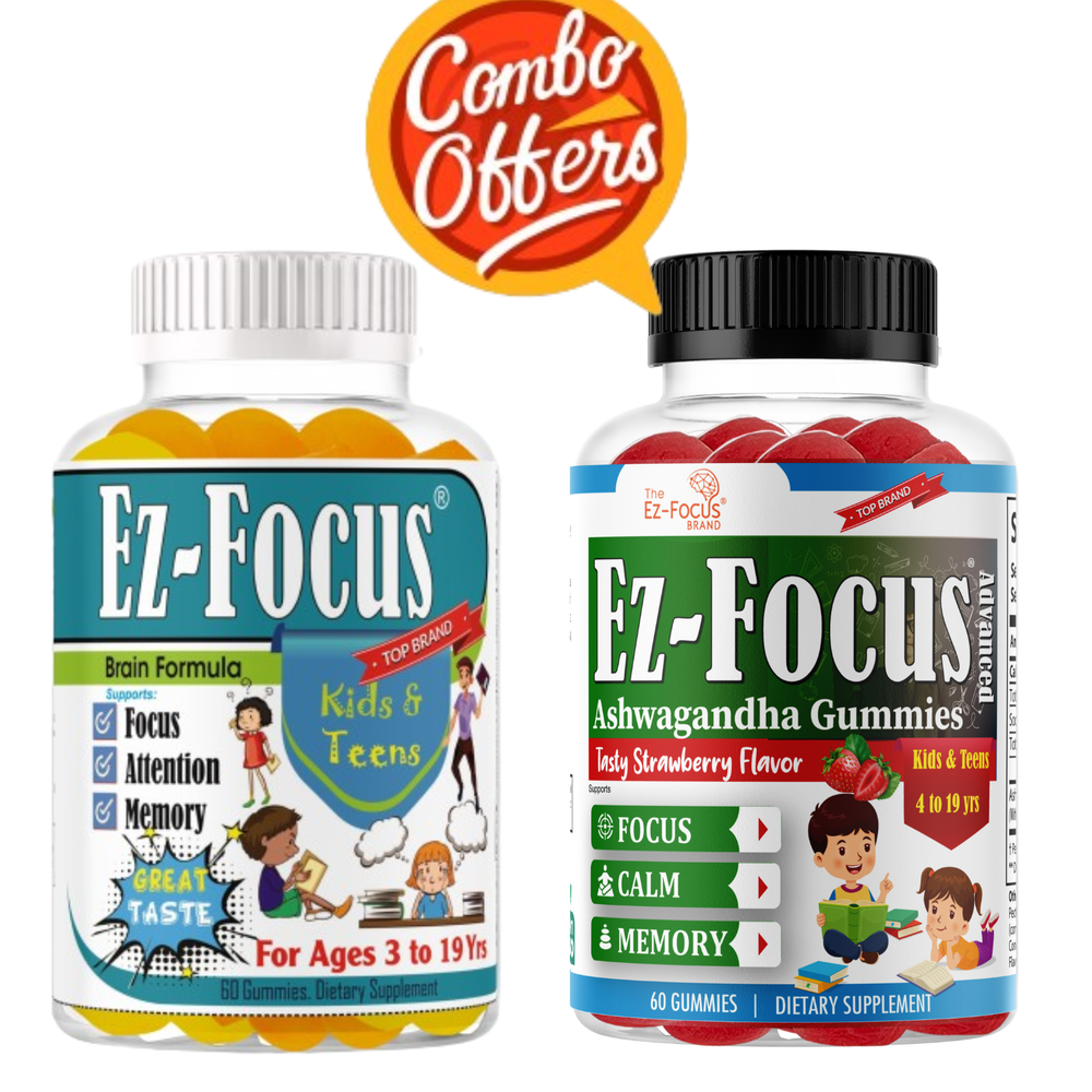 Kids Brain Booster Omega 3+Ashwagandha Calm Gummy for Teen 60ct Each (Pack of 2)