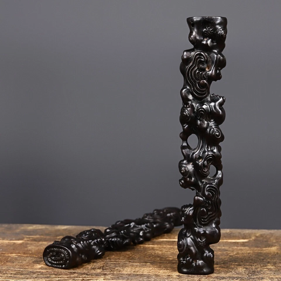 Antigua estatua china antigua tallada en madera de ébano peso papel pisapapeles Foto 4 de 4