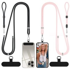 Crossbody Phone Lanyard Nylon Long  Wrist Strap with Tether Pads 2 Pack