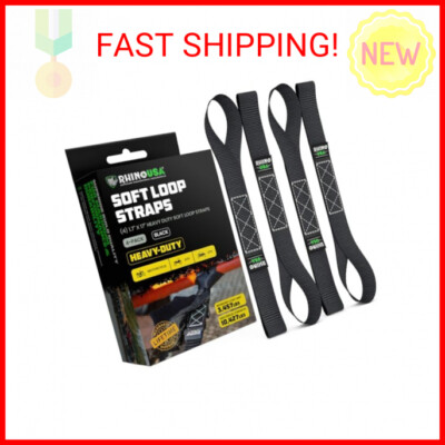 Rhino USA Soft Loop Motorcycle Tie-Down Straps (4PK) - 10,427lb Max Break Streng