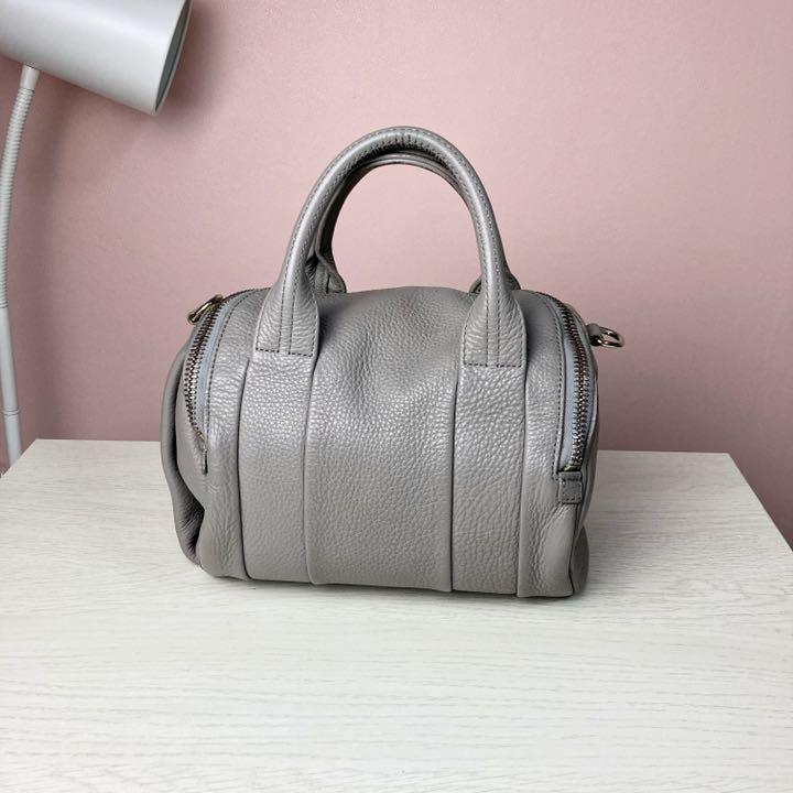Alexander Wang Gray Pebbled Leather Rocky Hand Bag studs From