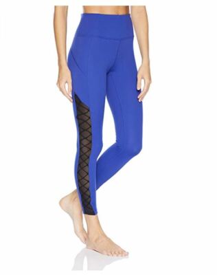 Core 10 Women's Plus Size Icon Series Lace Up Yoga Full-Length Legging, Blue 2X