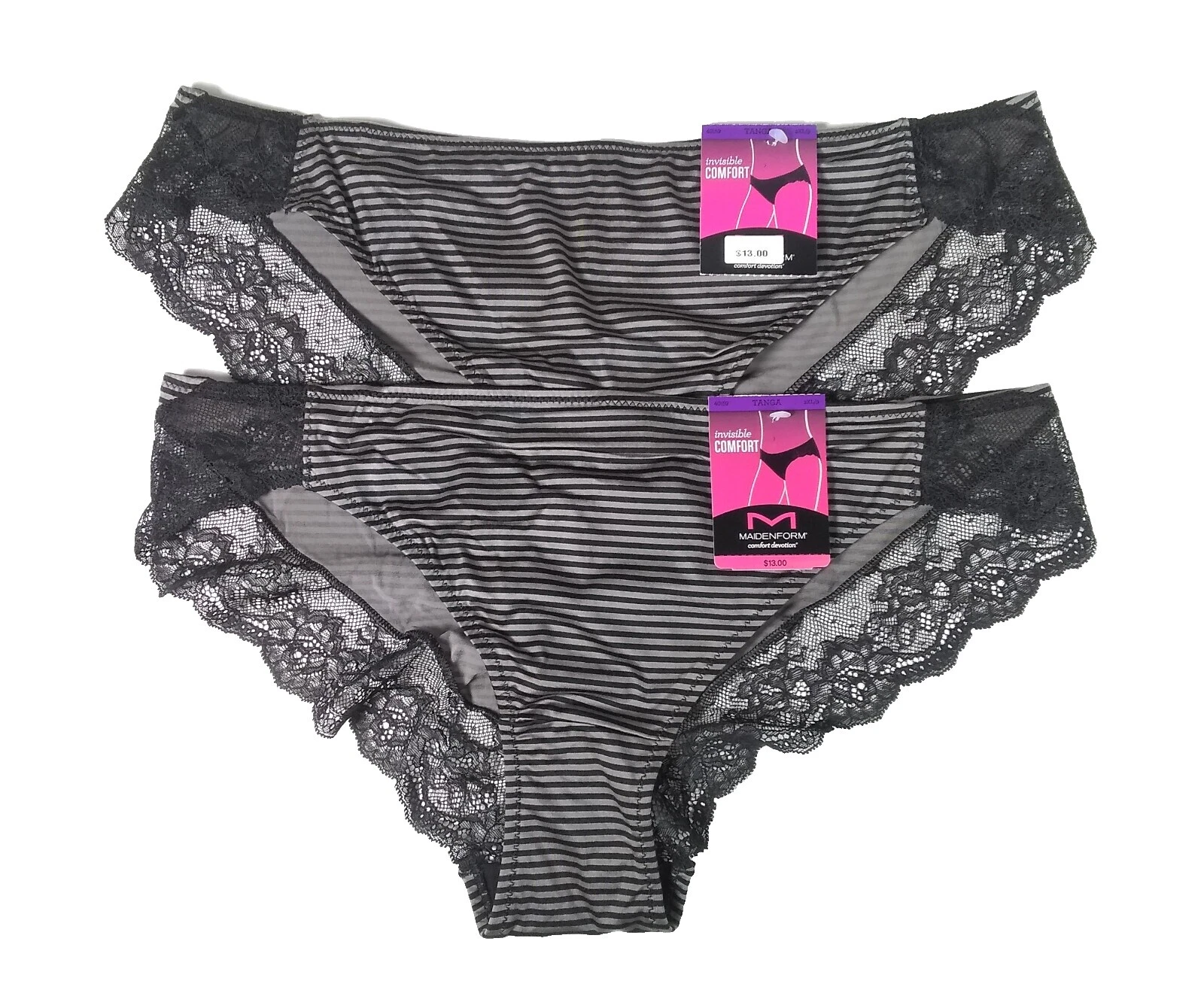 Tangas femininas listradas de mistura de algodão Maidenform