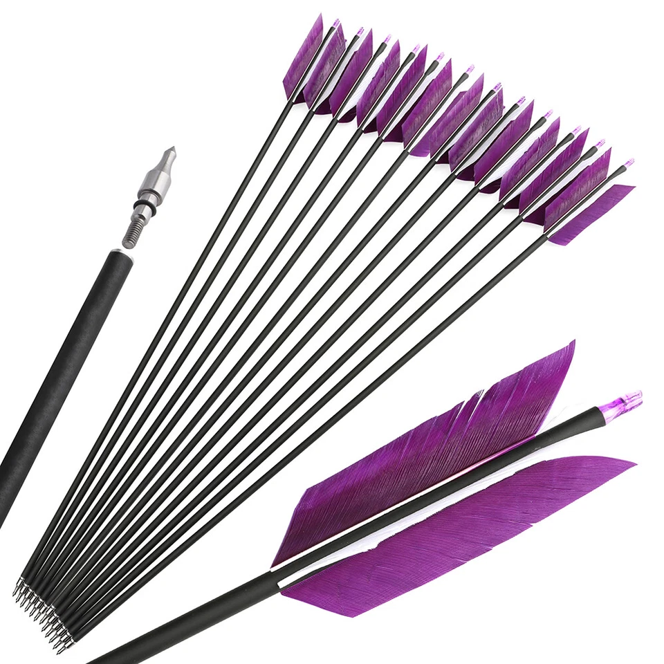 12X 30" Carbon Arrow SP500 FLU-FLU 4 Feather Target Bow Archery Hunting Shooting - Image 3 of 4