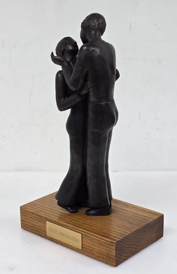 RARO Firmado por JUDI '84 "Conversación Silenciosa" Escultura de Bronce 13" Alto Foto 2 de 4