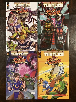 TMNT VS STREET FIGHTER #3 SET OF 4 1:25 FEDERICI MEDEL VARIANT IDW COMIC BOOK BA