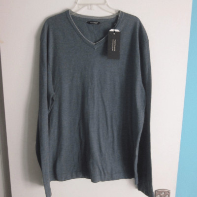 NEW! Mens Tom Tailor V-Neck Pullover Lightweight Cotton Size XL Fitted Sweater