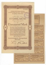 Ilfeld: Kopalnia węgla kamiennego Harzungen – ILFELD – akcje, 1000 marek, 1923 ............
