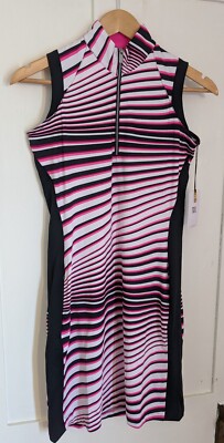 TAIL NWT Golf Dress Size XXS Rose Rays Print Pink Stripe Active Sleeveless