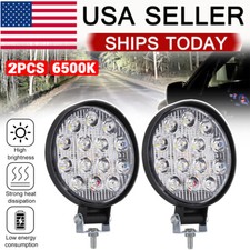 2 Pcs Round Led Work Light Bar Flood Spot Lights For Truck Off Road Tractor Atv