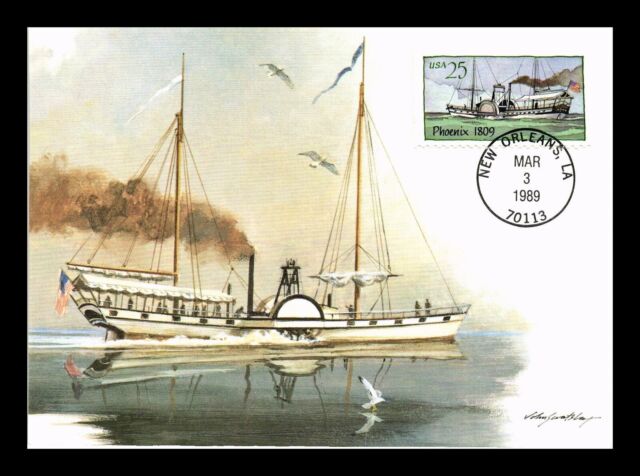 DR JIM STAMPS US STEAMBOAT PHOENIX 1809 FIRST DAY ISSUE MAXIMUM CARD