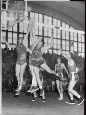 Members Canadian Egyptian basketball teams shown their game Tennis - 1952 Photo