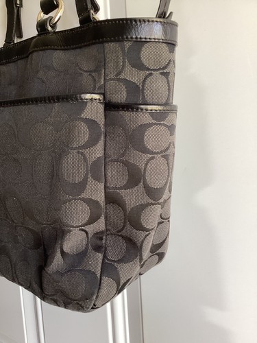Coach Gallery Signature Tragetasche Schultertasche schwarz Lackleder Borte F17726 - Bild 9 von 15