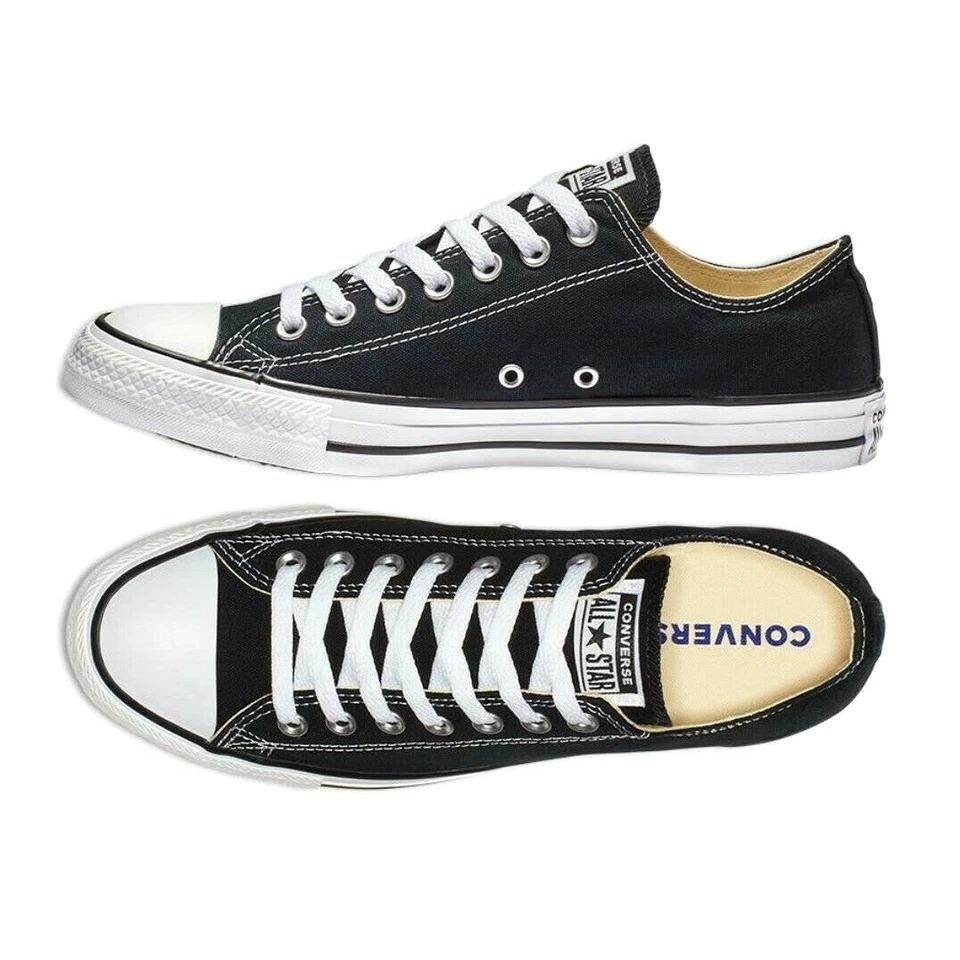 Scarpe Converse All Star Chuck Taylor Ox in Tela Basse Sneakers Uomo Donna Nero - Immagine 2 di 4