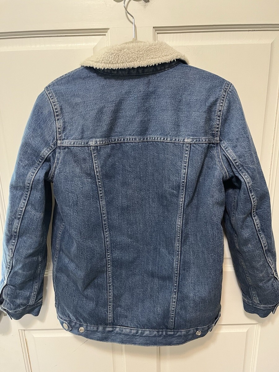 Madewell Sherpa Lined Trucker Denim Jean Jacket Coat Women's Size