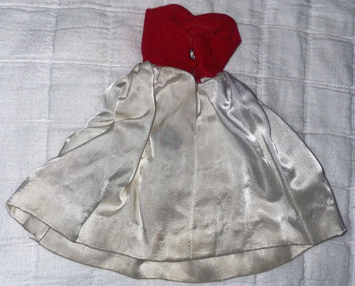 Robe velours satiné blanc flamme soie vintage années 60 main rouge manteau plateforme chaussures - Photo 4/10