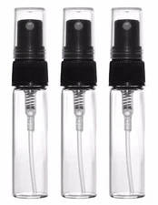 Travel Perfume Atomizer, Empty Refillable Glass Bottle, Black Sprayer 4ml 1/8 oz