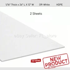 2 PACK Plastic Sheets Polyethylene 1/16" Thick x 24" L x 12" W Off-White HDPE