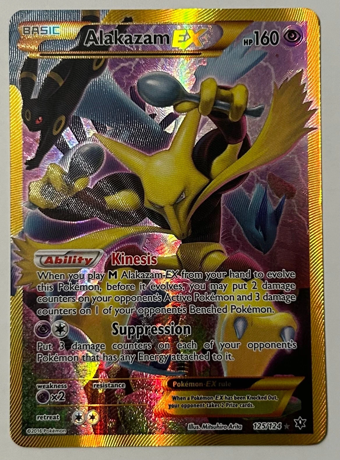 Deal for ALAKAZAM EX 125/124 Fates Collide Secret Rare Holo LP 2016 Centered Pokemon