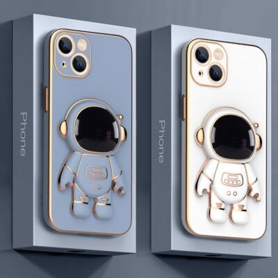 For iPhone 15 14 Pro 13 12 Pro Max 11 XR X 7 8 Plating Astronaut Fold Phone Case