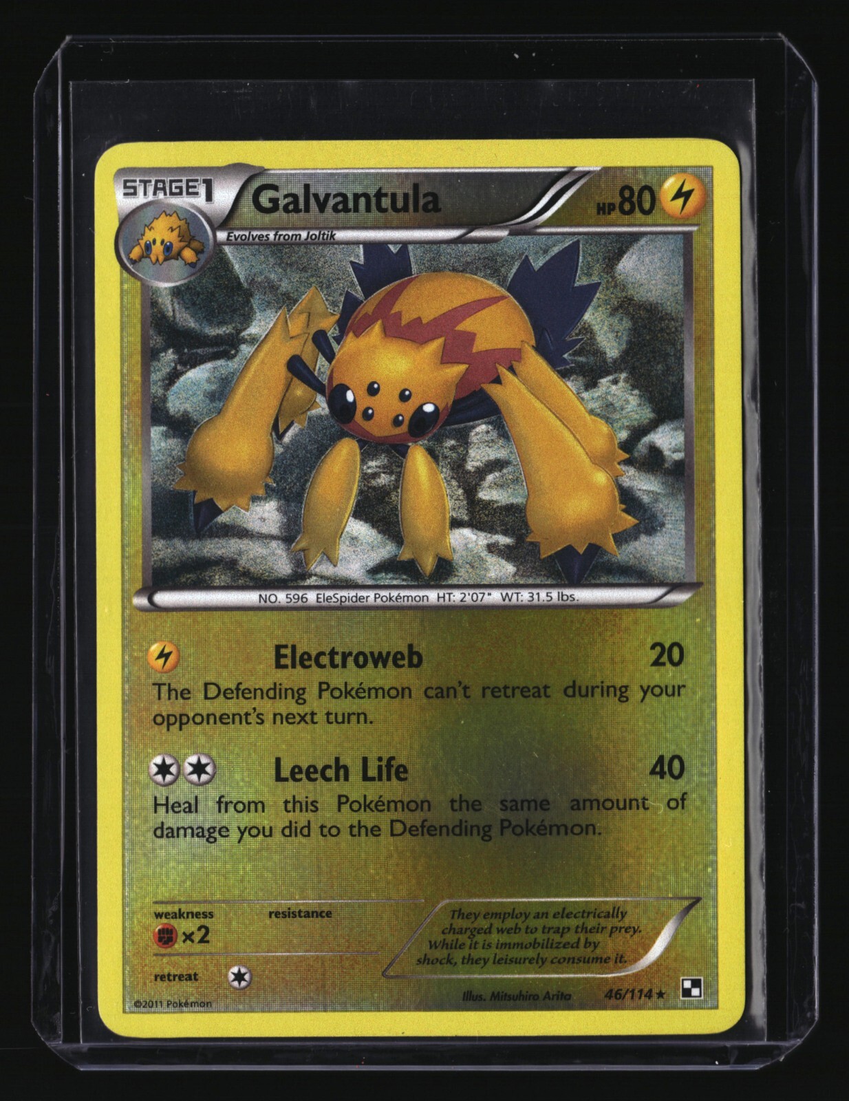 Pokemon GALVANTULA  46/114 Reverse Holo (2011 Black and White) LP/Light Play