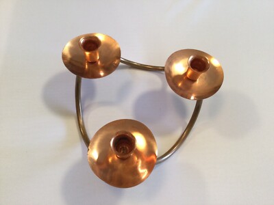 Vintage Copper craft Guild Triple Candleholder