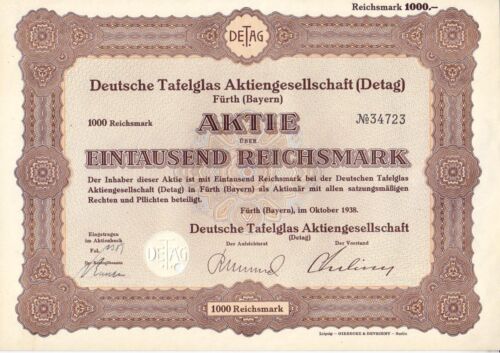 Deutsche Tafelglas AG  Detag 1938  Fürth - Bayern - Bild 1 von 1