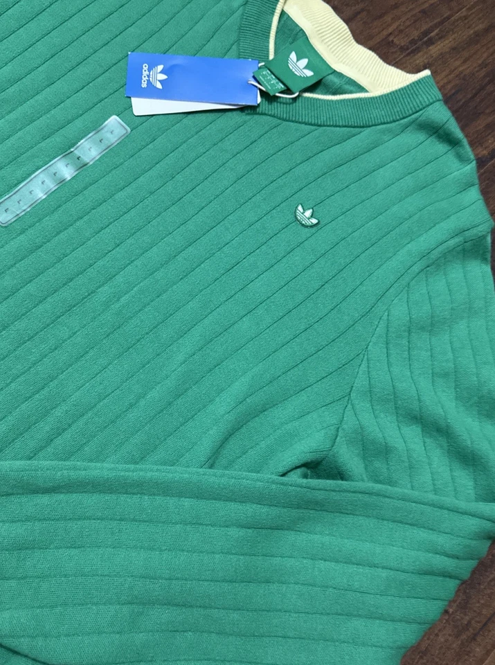 Nuevo con etiquetas Adidas Golf Originales Suéter Tejido Cachemira Trébol Verde Para Hombre L $180. F2 Foto 3 de 4