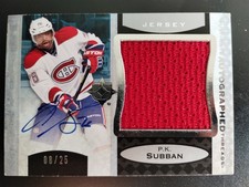 2013-14 Upper DeckUltimate Collections P.K. Subban Auto On Card 8/25 Jersy Patch