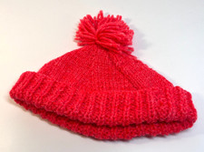 New Handmade Knitted Pink Girls Winter Hat with Tassle CUTE 