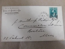 CORNER COVER-H.A. McKENNEY-ATTORNEY, 3 CENT BANKNOTE-FANCY CANCEL-JUNE-4-83