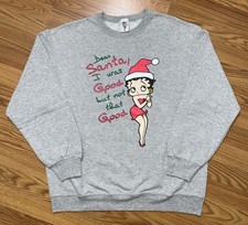 Vintage Betty Boop Santa Christmas Sweatshirt Large Retro Cartoon Holiday Y2K