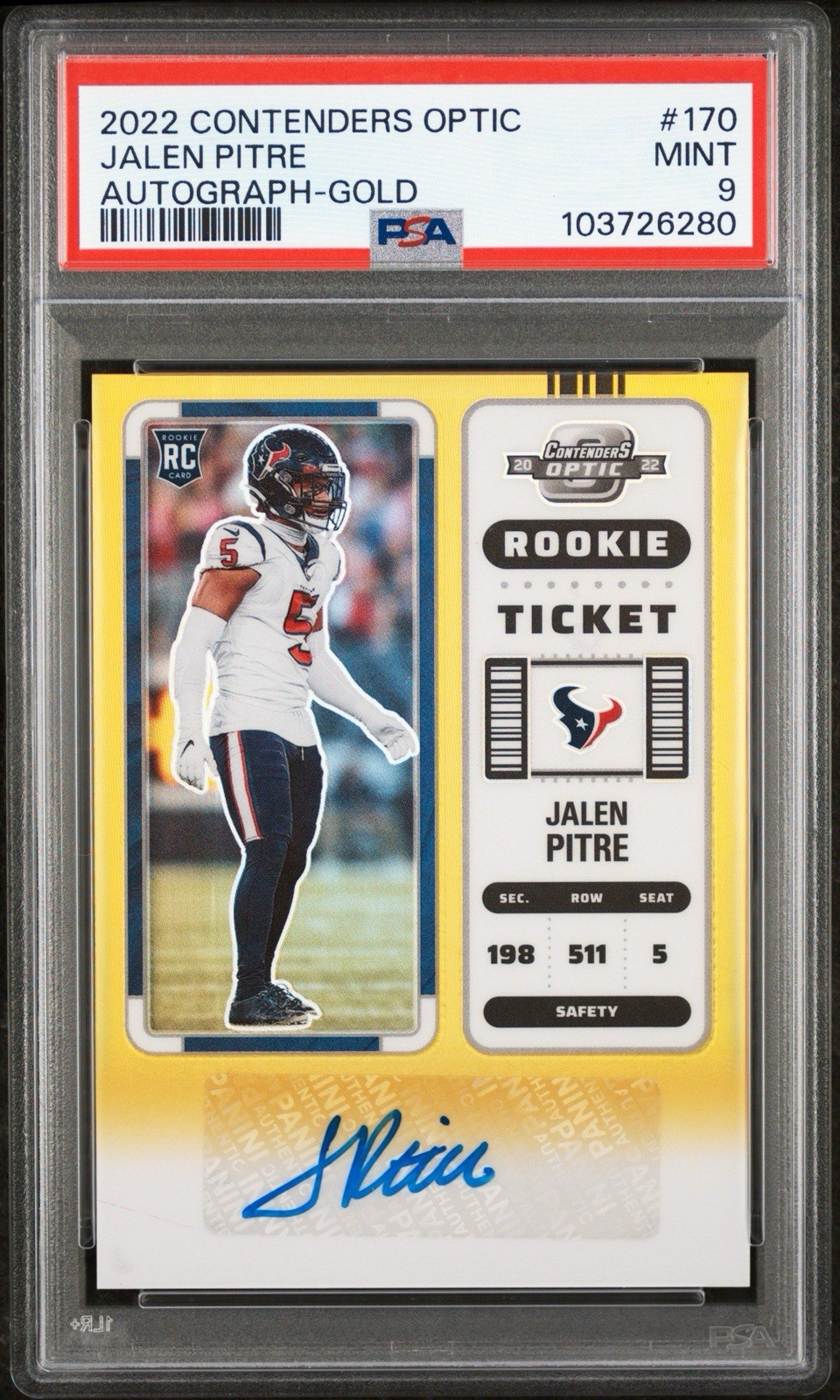 Jalen Pitre Panini Contenders Optic #170 Autograph-Gold