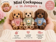 Cockerpoo Welpen Strickmuster Konvolut mit Kleidung DK Spielzeug Strickmuster bedruckt