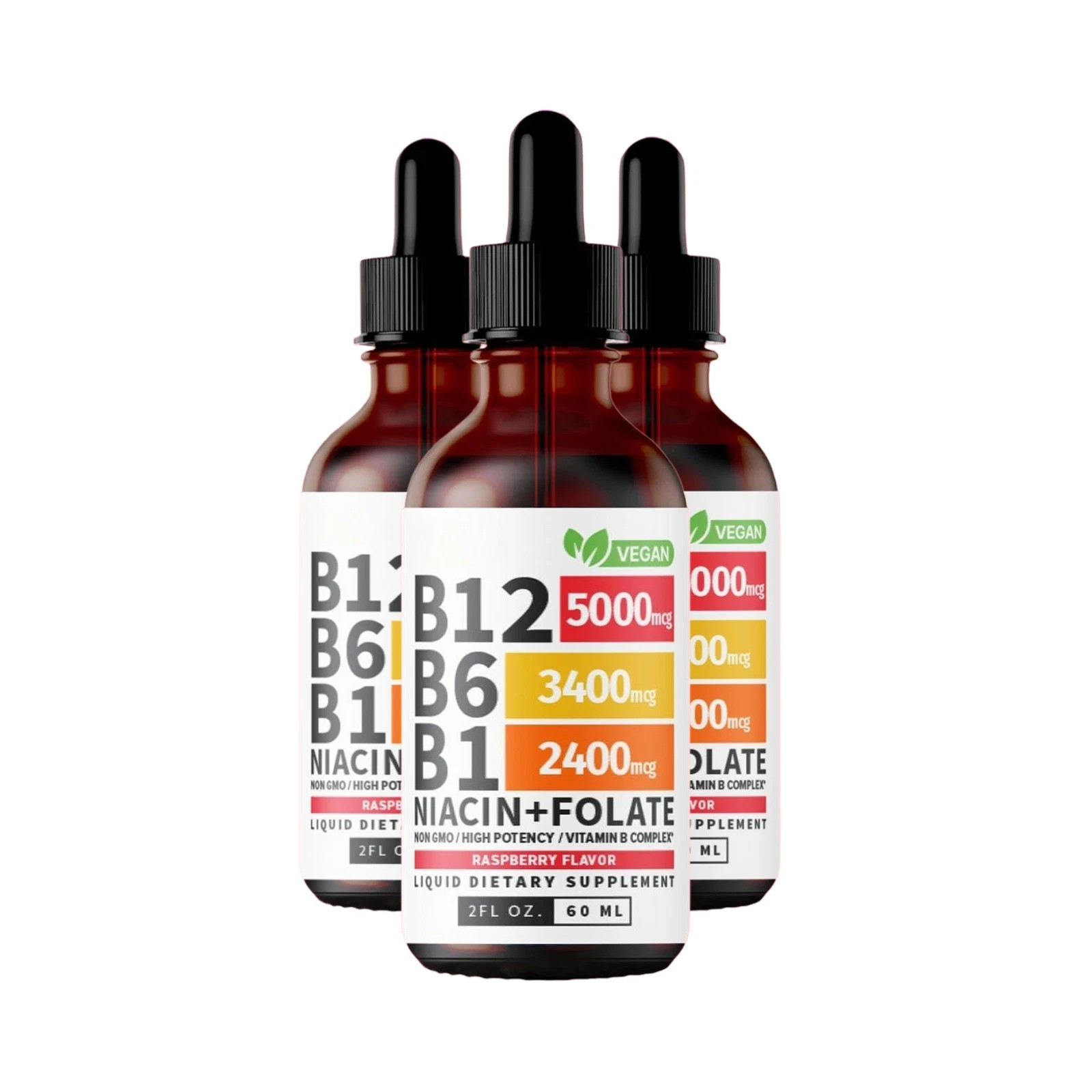 (3packs) Vitamin B12 and B6 Drops - Daily Vitamin B Complex Liquid Drops Formula