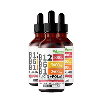 (3packs) Vitamin B12 and B6 Drops - Daily Vitamin B Complex Liquid Drops Formula