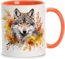 Hyturtle Fall Wolf Coffee Mug - Birthday Gifts For 11oz, Wolf-fall-WO 