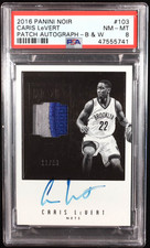 2016-17 Panini Noir Caris Levert Rookie Patch Auto B&W /99 PSA 8