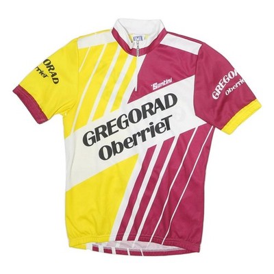 SMS Herren Gelb & Maroon Grafik T-Shirt S Kurzarm 1/4 Reißverschluss Radtrikot