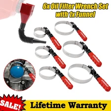 SPARKWHIZ Retractable Fuel Funnel & 6 Size Oil Filter Wrench Removal Tool Set US