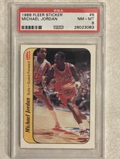 1986 Fleer Michael Jordan Rookie Card PSA 8 NM MINT Graded Sticker #8. rookie card picture