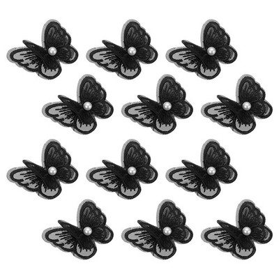 12pcs Lace Butterfly Patch, 45mm for Sewing Applique, Black