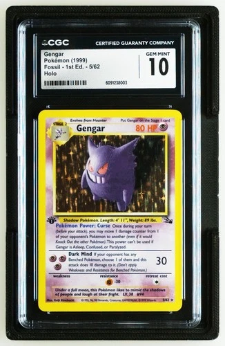 Pokemon Gengar Fossil 1st Edition Holo Rare #5 CGC 10 Gem Mint