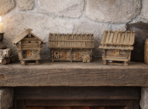 Vintage Norwegian Hand Made Folk Art Wood Stabur / Barns Christmas / Jul Decor