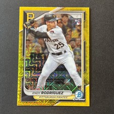 Endy Rodriguez 2024 Bowman Chrome Yellow Mojo Refractor /75 Rookie Card RC. rookie card picture